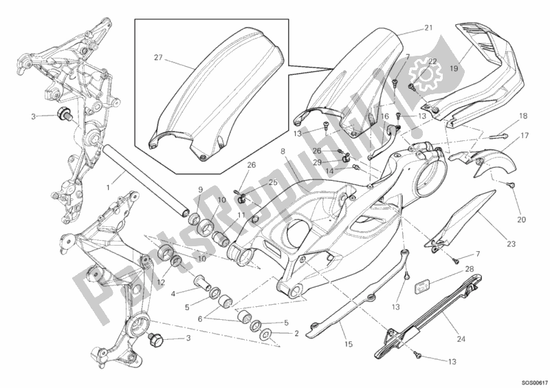 Alle onderdelen voor de Zwenkarm van de Ducati Multistrada 1200 ABS USA 2011